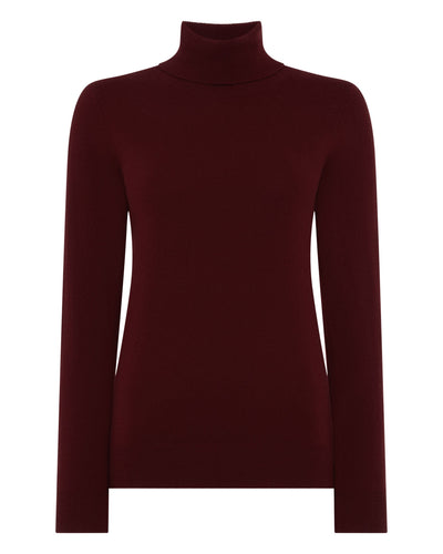 N.Peal Women's Luna Roll Neck Cashmere Jumper Rustic Red