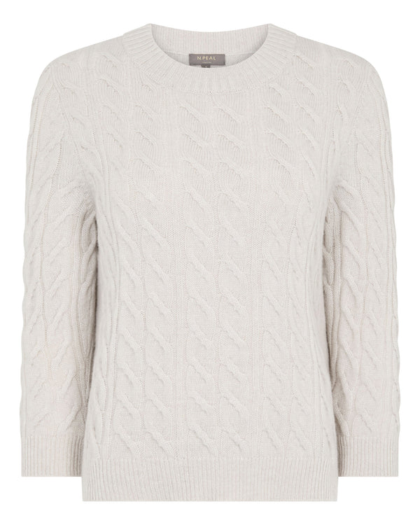 Women's Emilia Cable Round Neck Cashmere Jumper With Lurex 2
