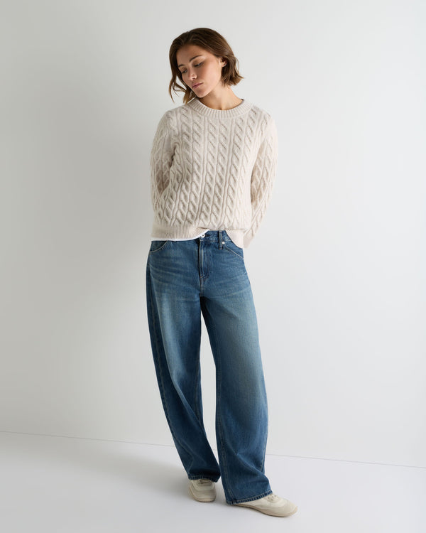 Women's Emilia Cable Round Neck Cashmere Jumper With Lurex 3