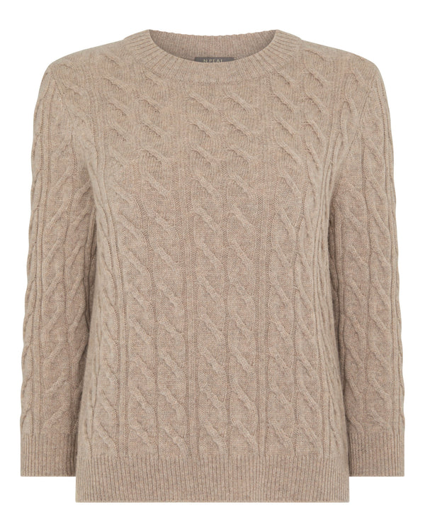 Women's Emilia Cable Round Neck Cashmere Jumper 2