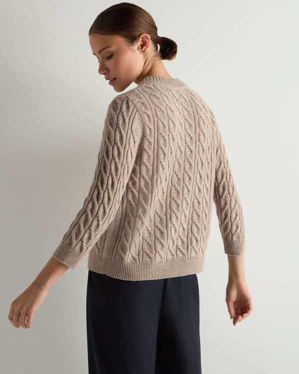 Women's Emilia Cable Round Neck Cashmere Jumper 4