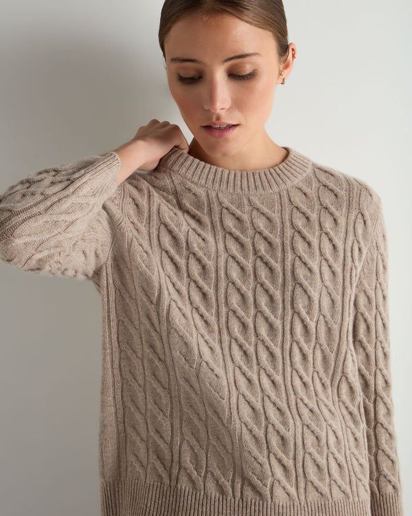 Women's Emilia Cable Round Neck Cashmere Jumper 6
