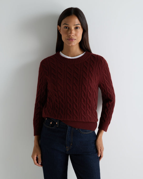 Women's Emilia Cable Round Neck Cashmere Jumper 1
