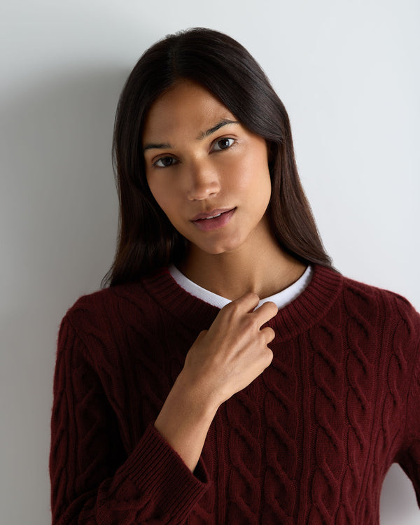 Women's Emilia Cable Round Neck Cashmere Jumper 5
