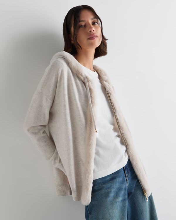 Women's Alicia Fur Trim Cashmere Hoodie 1