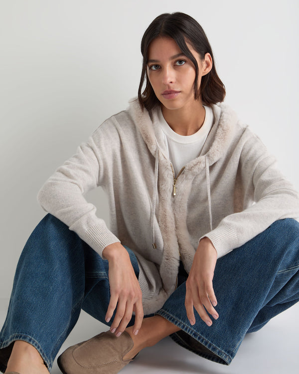 Women's Alicia Fur Trim Cashmere Hoodie 5