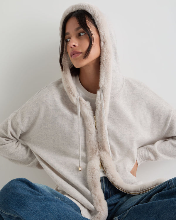 Women's Alicia Fur Trim Cashmere Hoodie 6