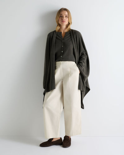 N.Peal Women's Lily Lightweight Cashmere Cape Grey Moss