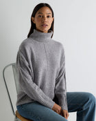 Women's Mollie Metal Trim Roll Neck Cashmere Jumper With Lurex Ash Grey Sparkle