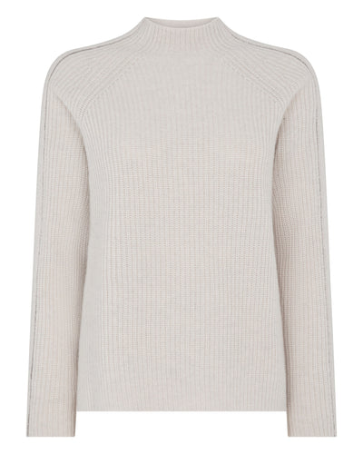 N.Peal Women's Metal Funnel Neck Cashmere Jumper Arctic Grey Melange