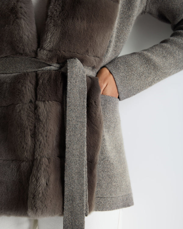 Women's Ruby Herringbone Fur Cardigan 6