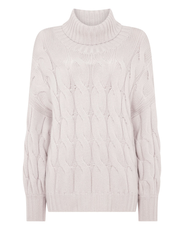 Women's Hana Chunky Cable Roll Neck Cashmere Jumper 2