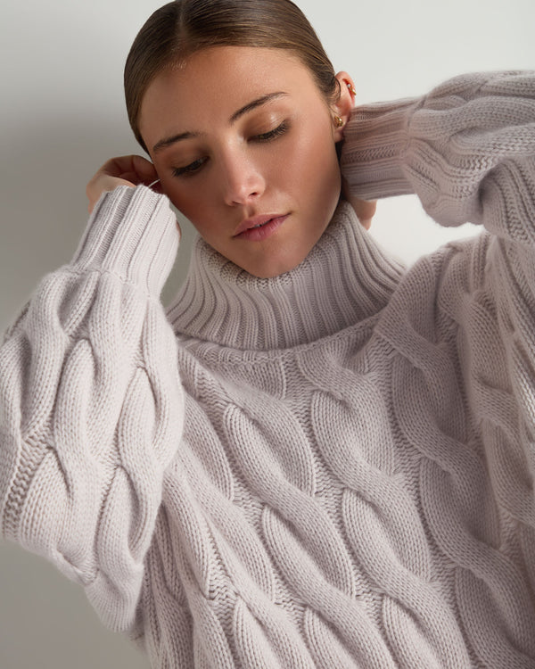 Women's Hana Chunky Cable Roll Neck Cashmere Jumper 5