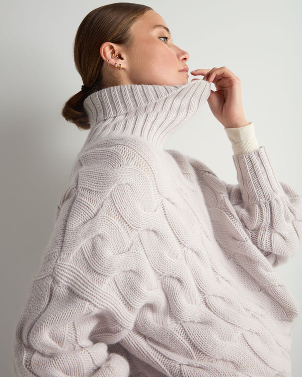 Women's Hana Chunky Cable Roll Neck Cashmere Jumper 6