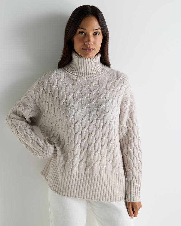 Women's Emmie Relaxed Cable Roll Neck Cashmere Jumper 1