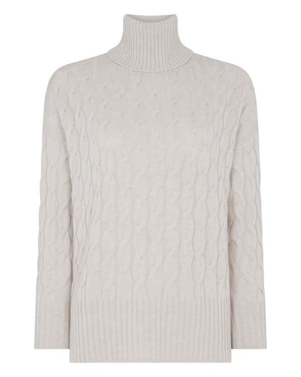 Women's Emmie Relaxed Cable Roll Neck Cashmere Jumper 2