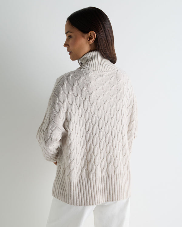 Women's Emmie Relaxed Cable Roll Neck Cashmere Jumper 4