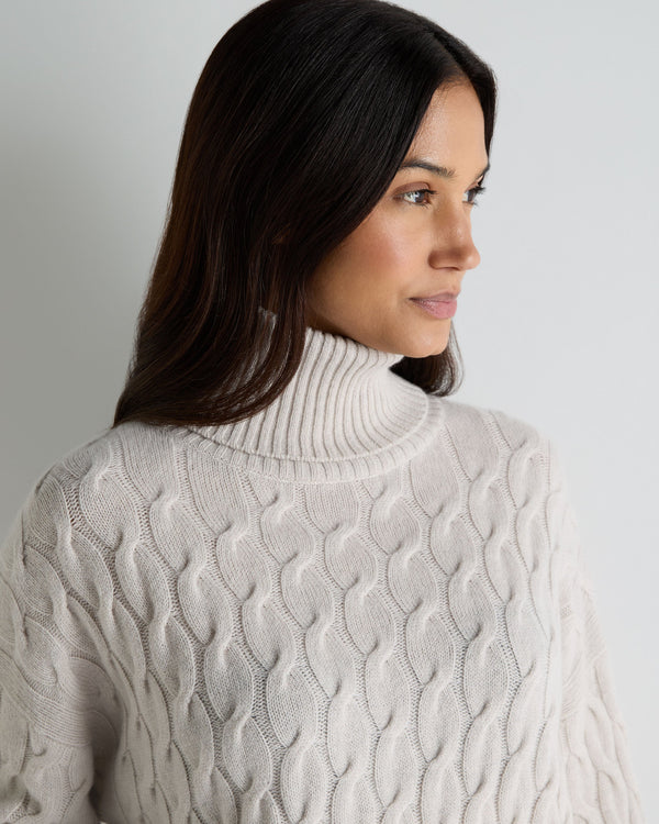 Women's Emmie Relaxed Cable Roll Neck Cashmere Jumper 5
