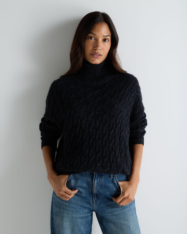 Women's Emmie Relaxed Cable Roll Neck Cashmere Jumper 1