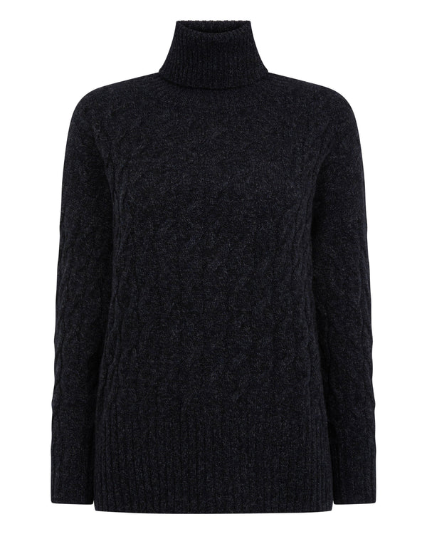 Women's Emmie Relaxed Cable Roll Neck Cashmere Jumper 2