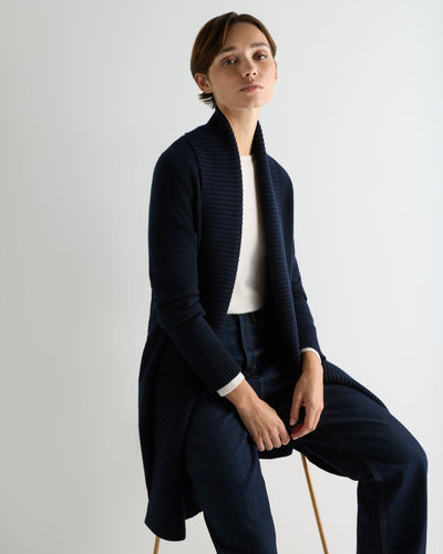 N.Peal Women's Abbey Cashmere Cardigan Navy Blue
