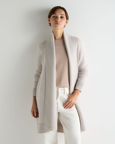 N.Peal Women's Abbey Cashmere Cardigan Snow Grey