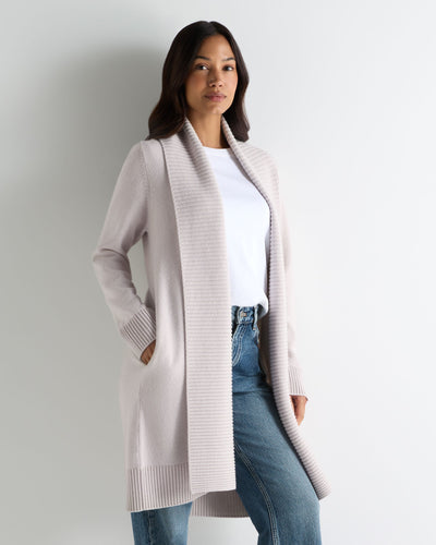 N.Peal Women's Abbey Cashmere Cardigan Snow Grey