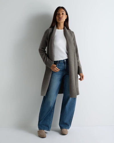 N.Peal Women's Abbey Cashmere Cardigan Wood Smoke Brown