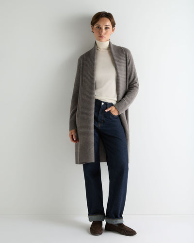 N.Peal Women's Abbey Cashmere Cardigan Wood Smoke Brown