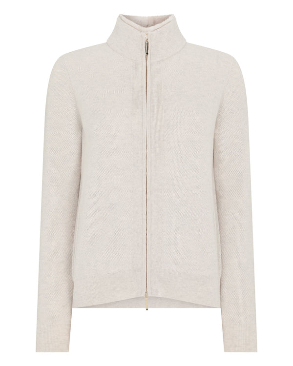 Women's Honeycomb Full Zip Cashmere Jumper With Fur Trim 2