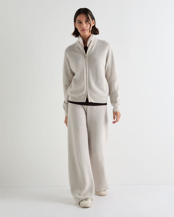 Women's Honeycomb Full Zip Cashmere Jumper With Fur Trim 7