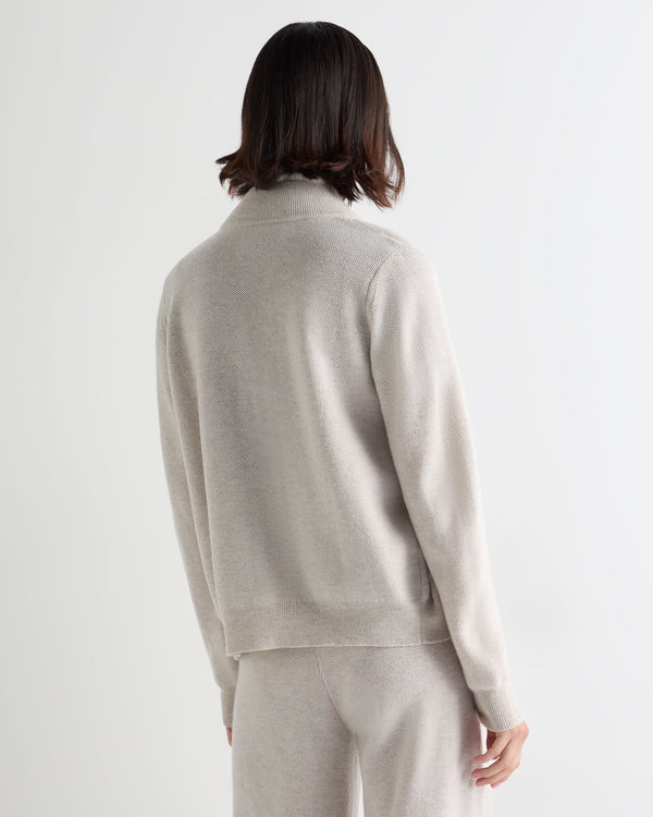 Women's Honeycomb Full Zip Cashmere Jumper With Fur Trim 4