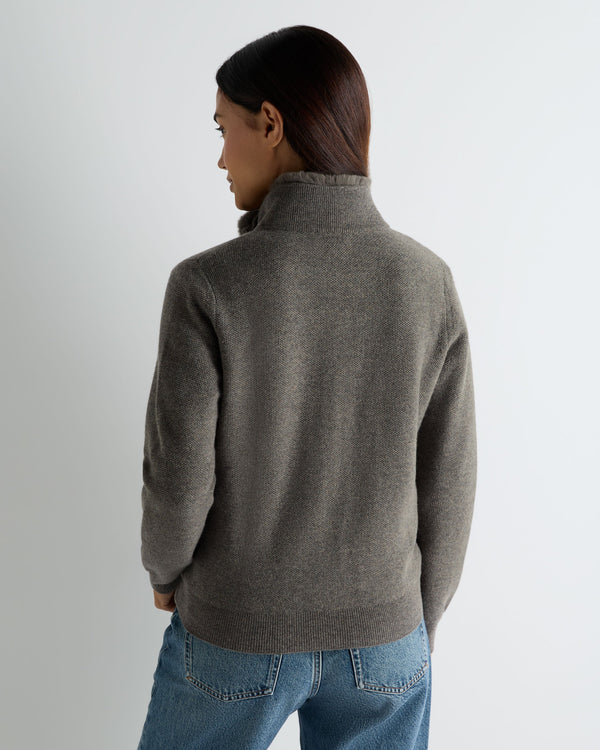 Women's Honeycomb Full Zip Cashmere Jumper With Fur Trim 4