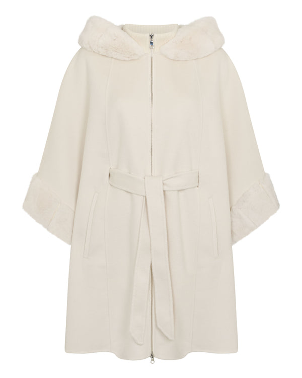 Women's Poppy Cape With Fur Trim 1