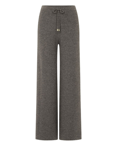 N.Peal Women's Honeycomb Knit Cashmere Trouser Wood Smoke Brown