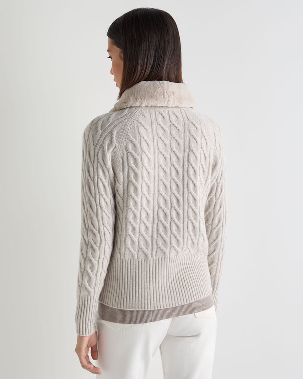 Women's Myla Fur Collar Cashmere Cardigan 4