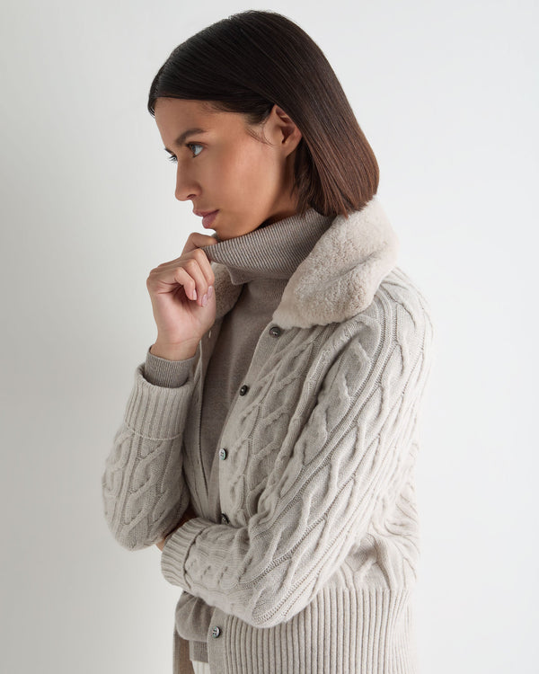 Women's Myla Fur Collar Cashmere Cardigan 7