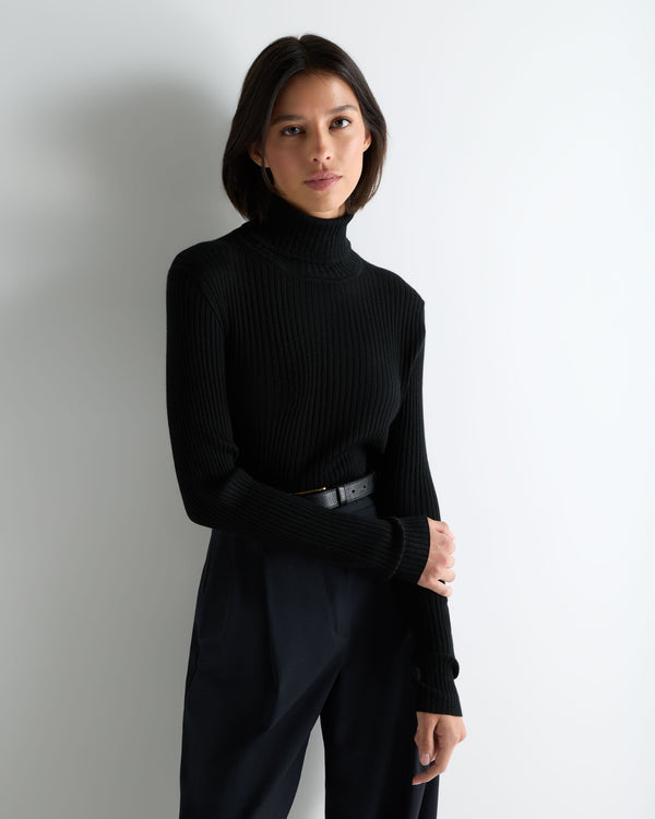 Women's Superfine Cashmere Ribbed Roll Neck Jumper 1