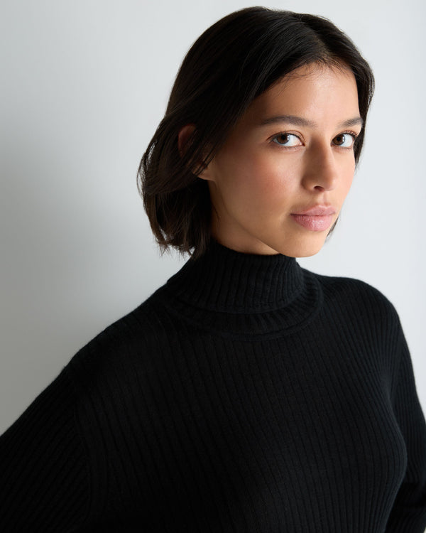 Women's Superfine Cashmere Ribbed Roll Neck Jumper 5