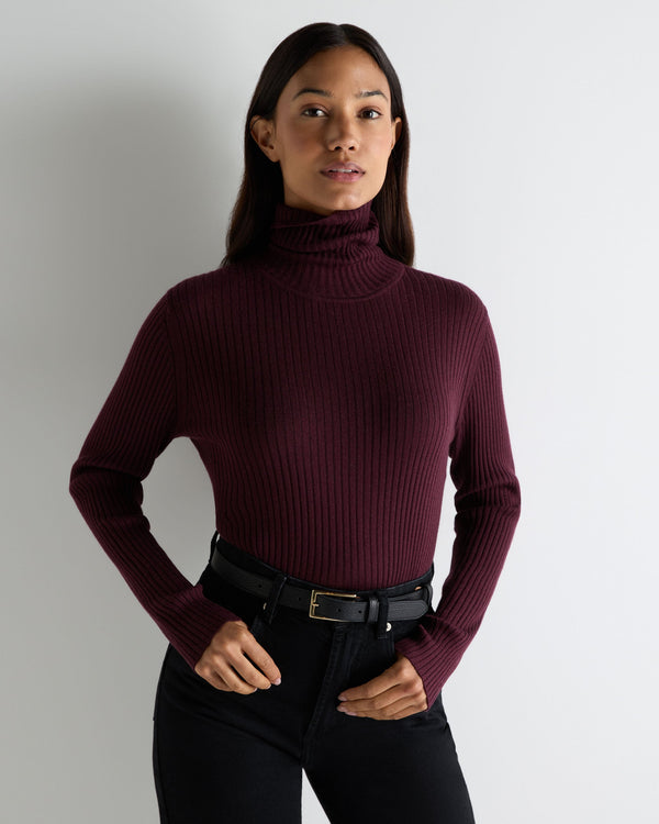 Women's Superfine Cashmere Ribbed Roll Neck Jumper 1