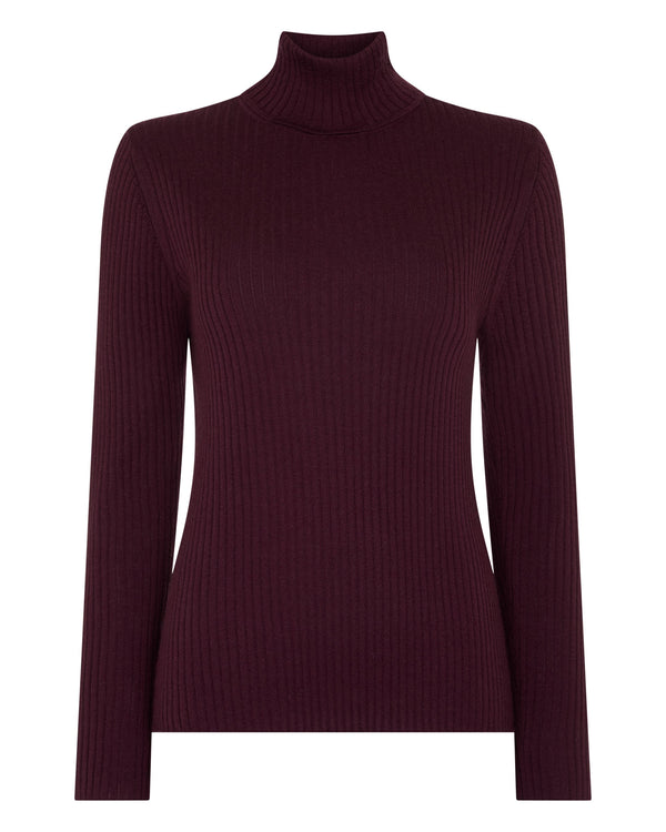 Women's Superfine Cashmere Ribbed Roll Neck Jumper 2