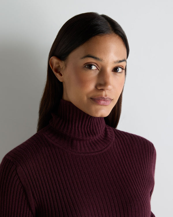 Women's Superfine Cashmere Ribbed Roll Neck Jumper 5