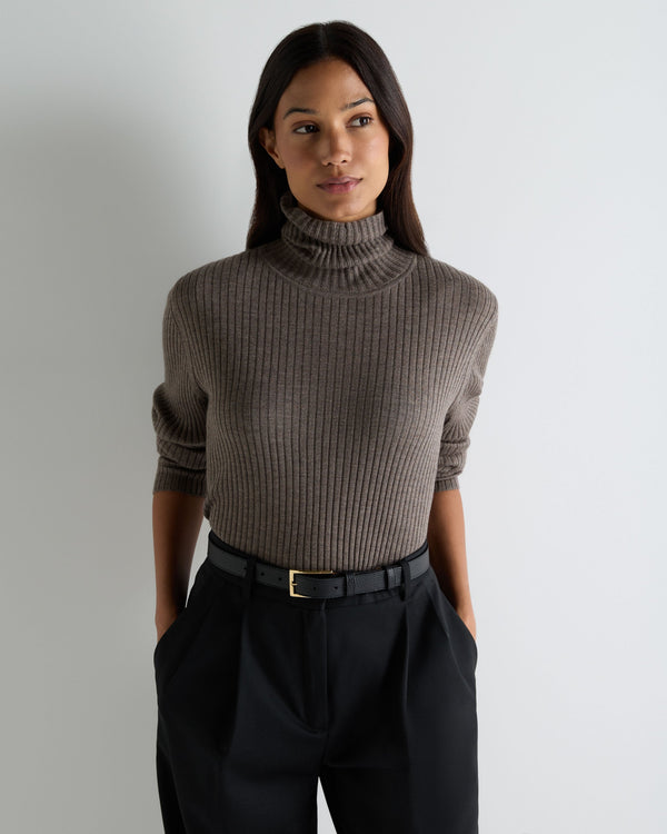 Women's Superfine Cashmere Ribbed Roll Neck Jumper 1
