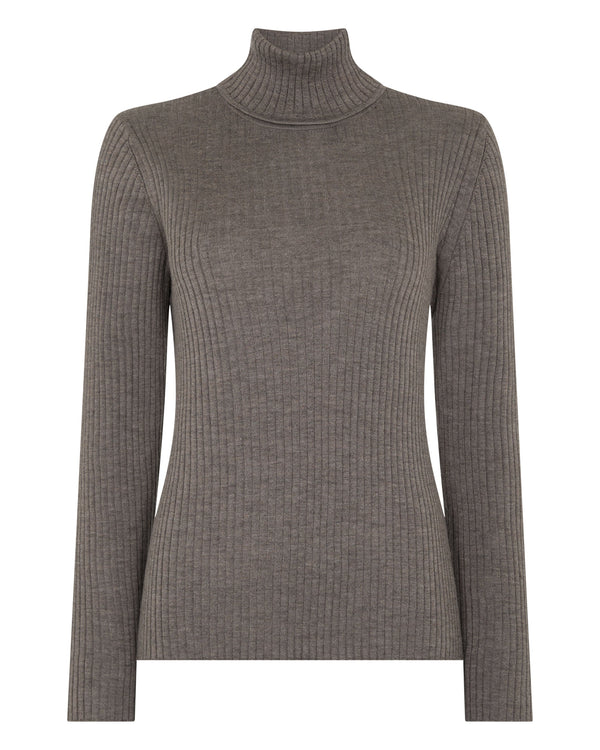 Women's Superfine Cashmere Ribbed Roll Neck Jumper 2