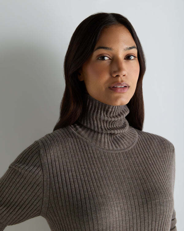 Women's Superfine Cashmere Ribbed Roll Neck Jumper 5