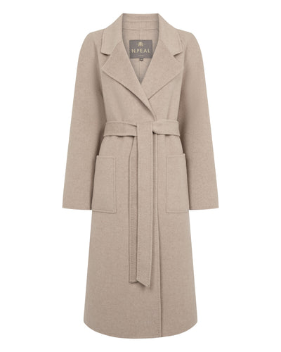 N.Peal Women's Longline Woven Coat Light Beige Brown