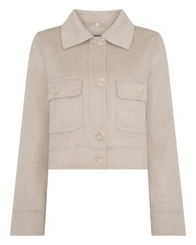 N.Peal Women's Rosie Fur Collared Jacket Beige Brown