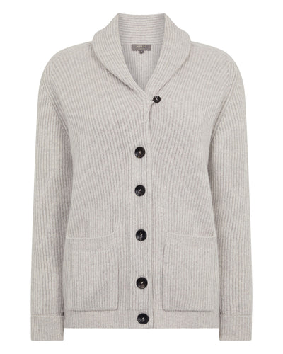 N.Peal Women's Kensington Cashmere Cardigan Cashmere Grey Melange