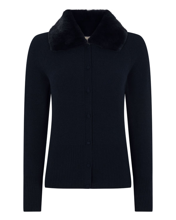 Women's Honeycomb Fur Trim Cashmere Cardigan 6