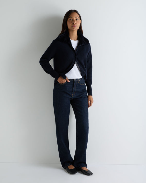Women's Honeycomb Fur Trim Cashmere Cardigan 3